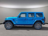 2024 Jeep Wrangler SAHARA IN HYDRO BLUE PEARL EQUIPPED WITH A 3.6L V6 , 4X4 , 8SPD TF AUTO , HARDTOP , SIDE STEPS , SAFETY GROUP , TECH GROUP , NAV-2