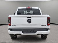 2024 Ram 1500 SPORT IN BRIGHT WHITE EQUIPPED WITH A 5.7L HEMI V8 , 4X4 , 8SPD AUTO , 22INCH RIMS , 125L TANK , BSM/RCPD , SPORT HOOD , PANORAM-4