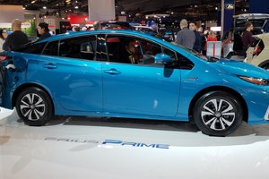 The Toyota Hybrid vehicle lineup at the Montreal Auto Show