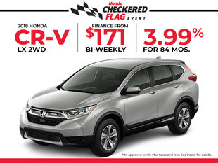 Financez le Honda CR-V pour 171$ aux deux semaines!