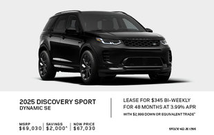 Lease a 2025 Discovery Sport Dynamic SE for $345 bi-weekly*