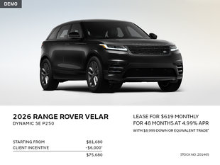 Lease a 2026 Range Rover Velar Dynamic SE P250 for $619 monthly*