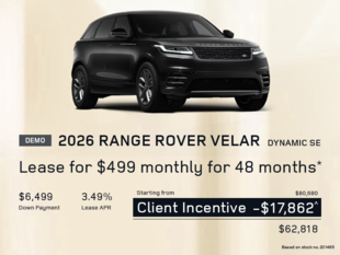 Lease a 2026 Range Rover Velar Dynamic SE for $499 monthly*