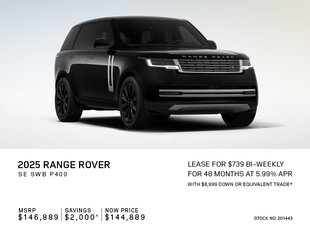 Lease a 2025 Range Rover SE SWB P400 for $739 bi-weekly*