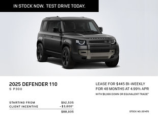 Lease a 2025 Defender 110 S P300 for $445 bi-weekly*