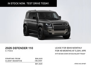 Lease a 2026 Defender 110 S P300 for $849 monthly*