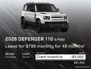 Lease a 2026 Defender 110 S P300 for $798 monthly*