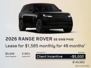Lease a 2026 Range Rover SE SWB P400 for $1,585 monthly*