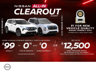 Get the 2026 Nissan Rogue S and Phev Today!