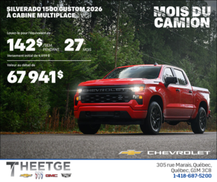 Procurez-vous le Chevrolet Silverado 1500 Custom 2026 à Cabine Multiplace