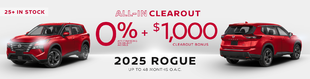 0% + $1,000 On The 2025 Nissan Rogue!