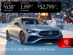 Lease the 2025 CLA 250 4MATIC COUPE from $638/per month + tax*.
