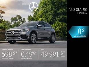 VUS GLA 250 2026 en location à partir de 598 $/mois + taxes.