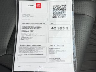 Honda Accord Hybrid TOURING 3.900KM / GO LES TAXI ! UN 2026 PAREIL C’EST 49,347$ / 2025 à Thetford Mines, Québec - 4 - w320h240px