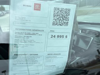 2018 Honda CR-V EX AWD / OUI OUI 65,500KM / WOWWWWWW ! / in Thetford Mines, Quebec - 4 - w320h240px
