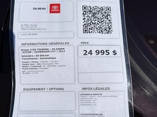 Nissan 370Z TOURING / 59,500KM /AUTOM / SHOWROOM !!!!!! / 2012 à Thetford Mines, Québec - 4 - w320h240px