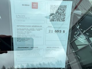 Toyota Corolla SE / AUTOM / 53,500KM SEULEMENT / ULTRA FIABLE / 2020 à Thetford Mines, Québec - 4 - w320h240px