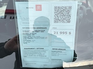Toyota Corolla LE / TRÈS BAS KILOS 38.000KM / ULTRA FIABLE / 2021 à Thetford Mines, Québec - 4 - w320h240px