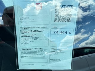 2022 Toyota Corolla LE + GROUPE TOIT / 33.200KM SEULEMENT / AUBAINE / in Thetford Mines, Quebec - 4 - w320h240px