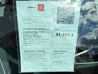 Toyota RAV4 LE AWD / 73.000KM / VUS DE QUALITÉ !!! / 2023 à Thetford Mines, Québec - 4 - w320h240px