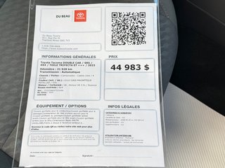 2023 Toyota Tacoma DOUBLE CAB / SR5 / 4X4 / TOILE TRIFECTA ET +++ / in Thetford Mines, Quebec - 3 - w320h240px