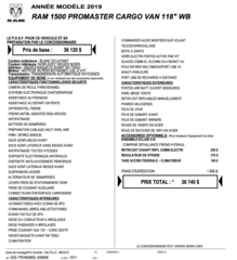 Ram ProMaster Cargo Van 1500 Low Roof 118' 2019 à Repentigny, Québec - 6 - w320h240px