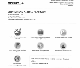 Nissan Altima AUTOMATIQUE AWD 2.5L PLATINUM, SEDAN 4 PORTES !!! 2019 à Victoriaville, Québec - 2 - w320h240px