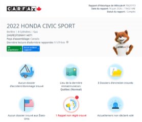 Honda Civic Sport | 8 ROUES | BAS KM | DÉMARREUR | TOIT | CARPLAY | CAMÉRA +++ 2022 à Laval, Québec - 2 - w320h240px