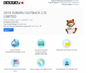 Subaru Outback 2.5i Limited AWD | CUIR | TOIT | HARMAN/KARDON | NAV | CARPLAY | CAMÉRA +++ 2019 à Laval, Québec - 2 - w320h240px