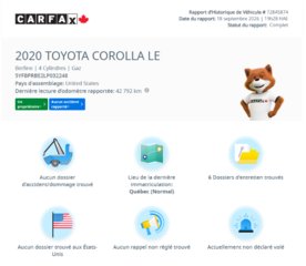 Toyota Corolla LE | BAS KM | DÉMARREUR | TOIT | CARPLAY | CAMÉRA | BLUETOOTH +++ 2020 à Laval, Québec - 2 - w320h240px