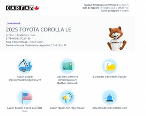 Toyota Corolla LE | 8 PNEUS | BAS KM | TOIT | CARPLAY | CAMÉRA | BLUETOOTH +++ 2025 à Laval, Québec - 2 - w320h240px