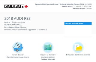Audi RS 3 2.5T | 400HP | AWD | CARPLAY | NAV | TOIT  BAS KM! 2018 à Laval, Québec - 2 - w320h240px
