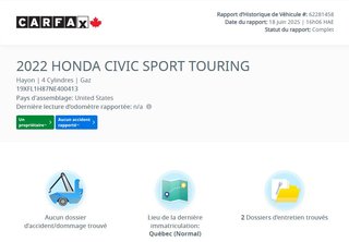Honda Civic Hatchback Sport Touring | TOIT | CUIR | CARPLAY | 8 ROUES 2022 à Laval, Québec - 2 - w320h240px