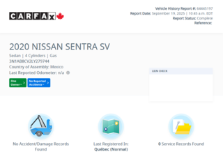 Nissan Sentra SV | SIÈGES CHAUFFANTS | DÉMARREUR | CARPLAY | +++ 2020 à Laval, Québec - 2 - w320h240px
