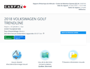2018 Volkswagen Golf Trendline 3 PORTES | CARPLAY | CAMÉRA | BLUETOOTH in Laval, Quebec - 2 - w320h240px