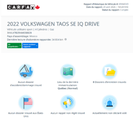 2022 Volkswagen Taos Comfortline AWD | TOIT PANO | CAMÉRA | CARPLAY +++ in Laval, Quebec - 2 - w320h240px