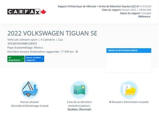 2022 Volkswagen Tiguan Comfortline TOIT PANO | CUIR | CARPLAY | CAMÉRA in Laval, Quebec - 2 - w320h240px