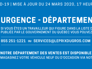 Covid-19. Fermeture de notre concession. 24 mars 2020.