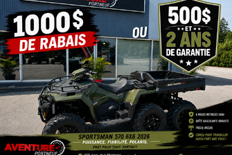 Polaris Sportsman 570 Big Boss 6x6 EPS 1000$ de rabais ou 500$ et 2 ans de garantie 2026
