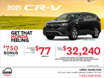 New 21 Honda Cr V Ex L For Sale At Lallier Honda Hull In Gatineau