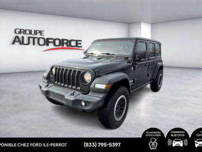 Jeep Wrangler UNLIMITED SPORT 2021 UNLIMITED/SPORT/4X4/2.0L 4CYL/TOIT SOUPLE & RIGIDE/ENS. TECH/ENS. REMORQUAGE/SPORT PACK