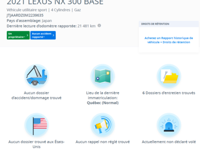 Lexus NX 300  2021 à Laval, Québec