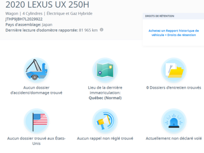 Lexus UX  2020 à Laval, Québec