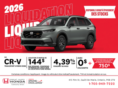 Obtenez la Honda CR-V Hybride 2026 !