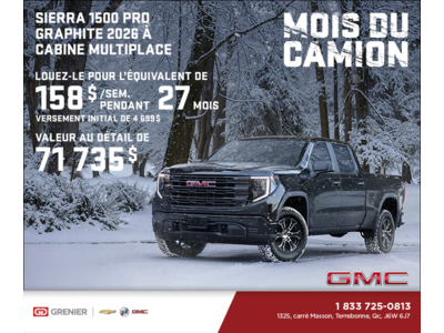 Le GMC Sierra 1500 Pro Graphite 2026 à cabine multiplace