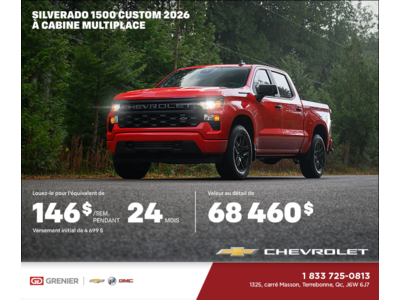 Procurez-vous le Chevrolet Silverado 1500 2026 à cabine multiplace