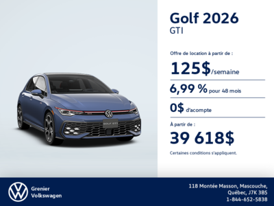Procurez-vous la Volkswagen Golf Gti 2026