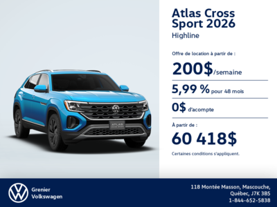 Procurez-vous le Volkswagen Atlas Cross Sport 2026