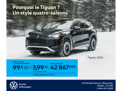 Procurez-vous le Volkswagen Tiguan 2026