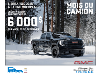 Le GMC Sierra 1500 2026 à Cabine Multiplace